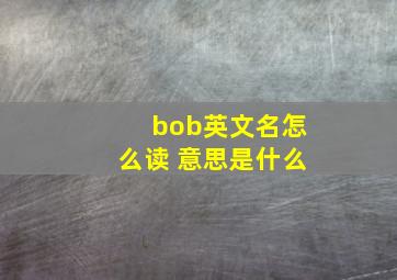 bob英文名怎么读 意思是什么